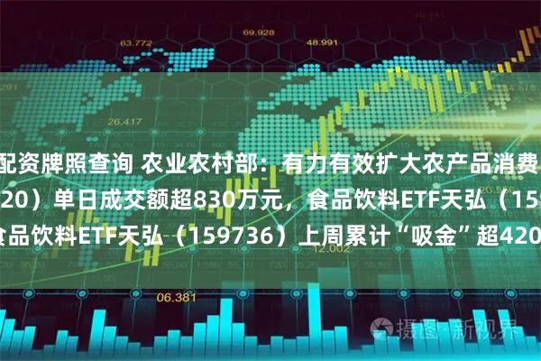 配资牌照查询 农业农村部：有力有效扩大农产品消费！农业ETF天弘（512620）单日成交额超830万元，食品饮料ETF天弘（159736）上周累计“吸金”超4200万元